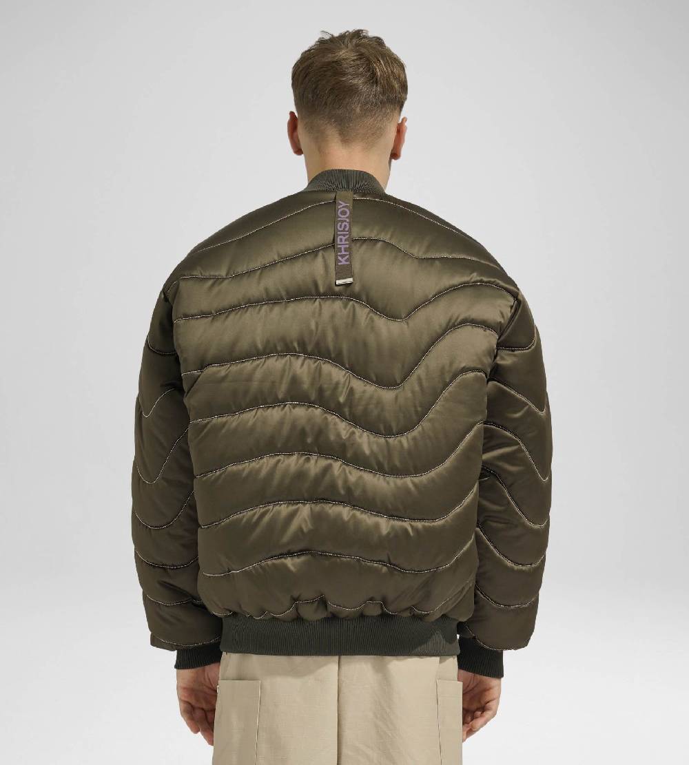 Khrisjoy BOMBER SATIN WAVE CHAINS OLIVE GREEN Negozi Online