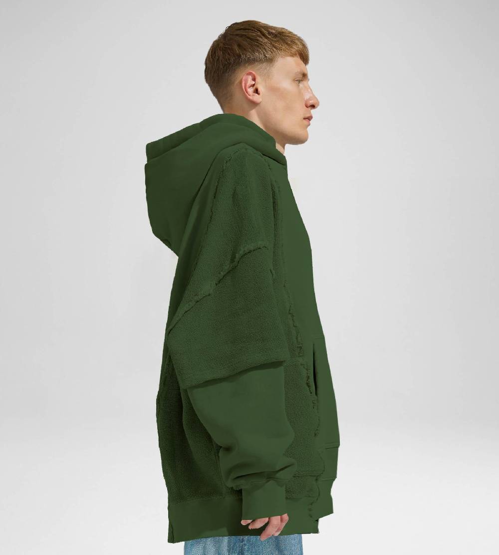 Khrisjoy HOODIE DOUBLE POCKETS OLIVE GREEN Promozione Limitata