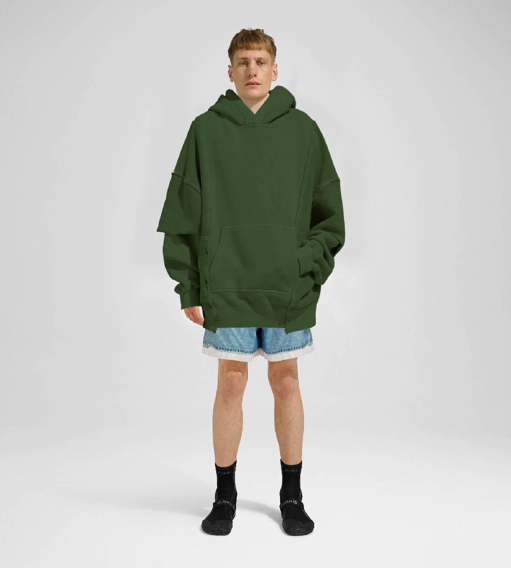Khrisjoy HOODIE DOUBLE POCKETS OLIVE GREEN Promozione Limitata