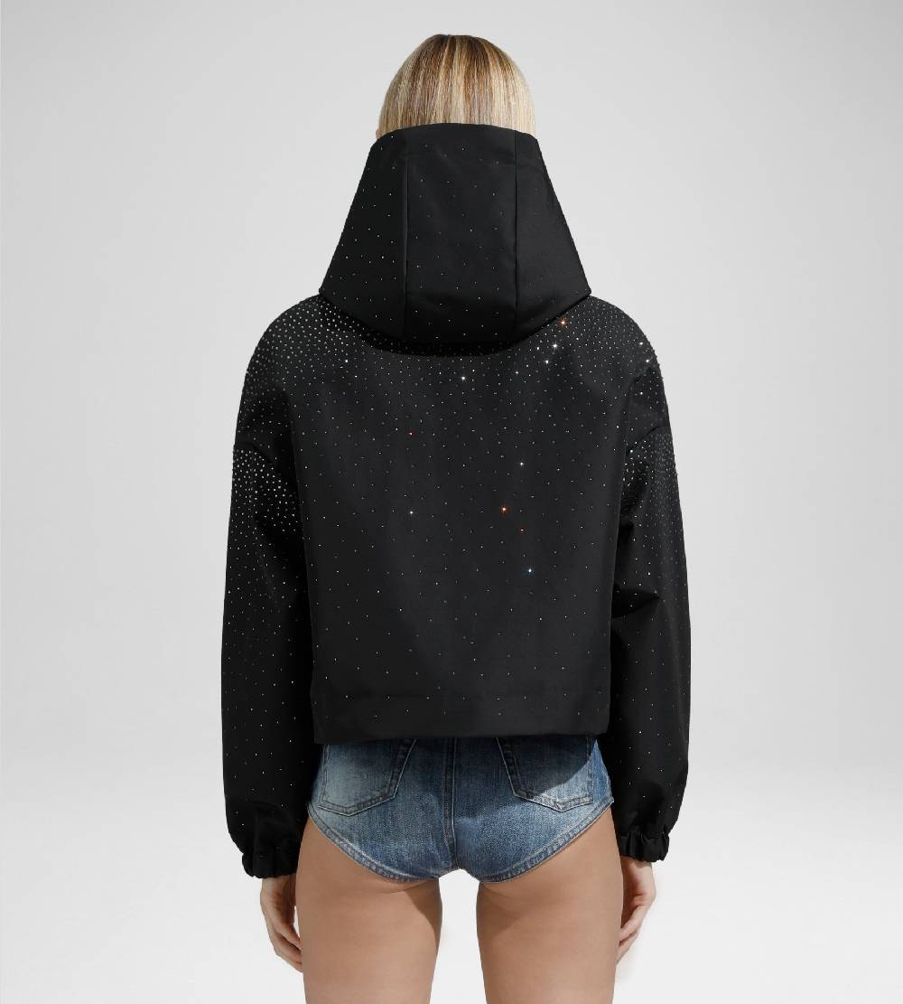Khrisjoy KHRIS CROP WINDBREAKER STRASS BLACK Convenienza