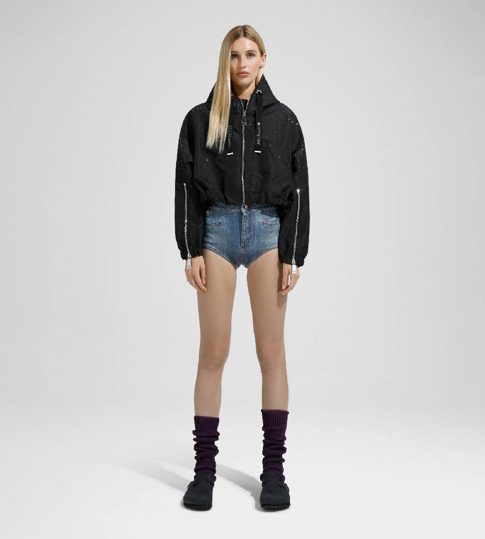 Khrisjoy KHRIS CROP WINDBREAKER STRASS BLACK Convenienza