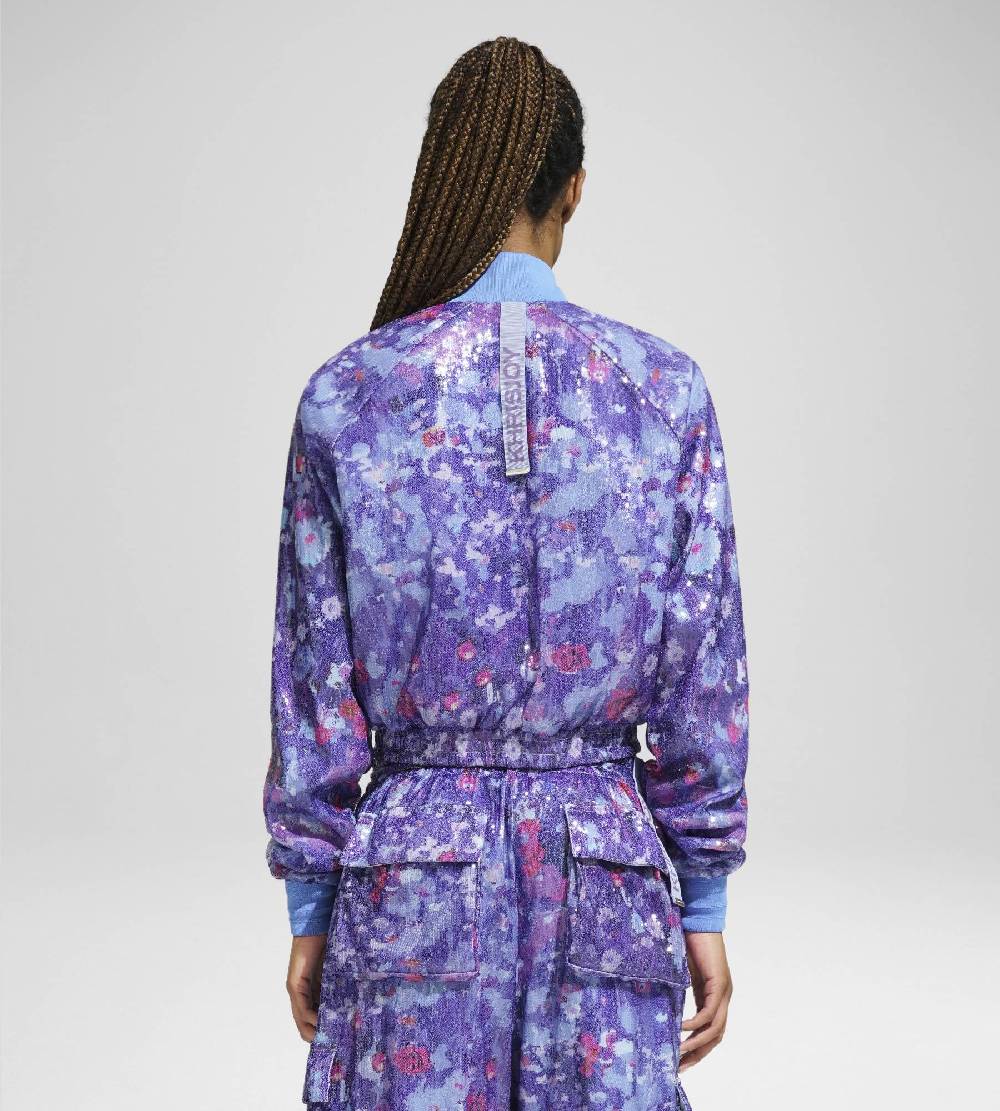 Khrisjoy TRACK JACKET PAILLETTES FLOWERS UPSIDE DOWN GRAPE Vendita