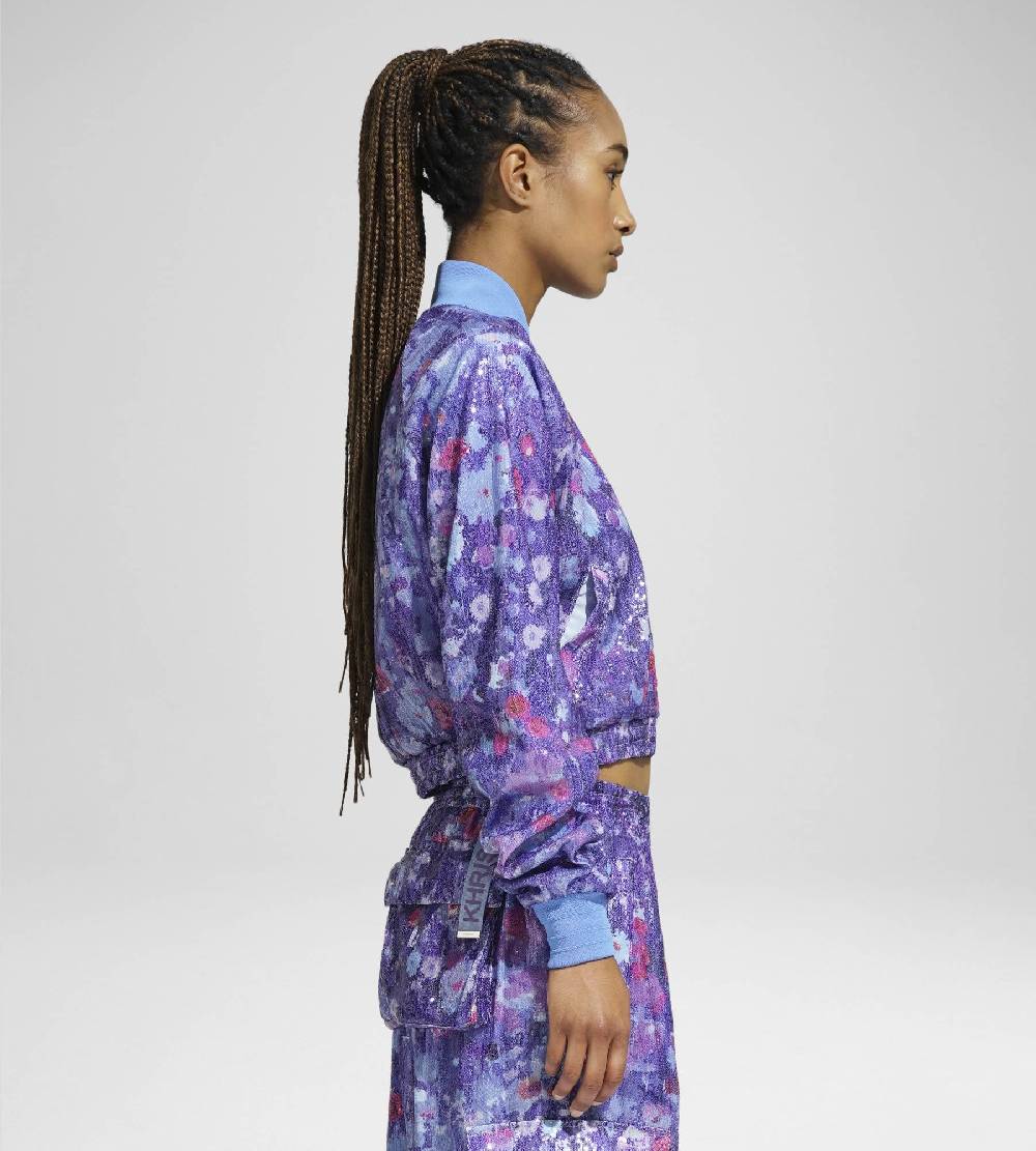 Khrisjoy TRACK JACKET PAILLETTES FLOWERS UPSIDE DOWN GRAPE Prezzo Ridotto