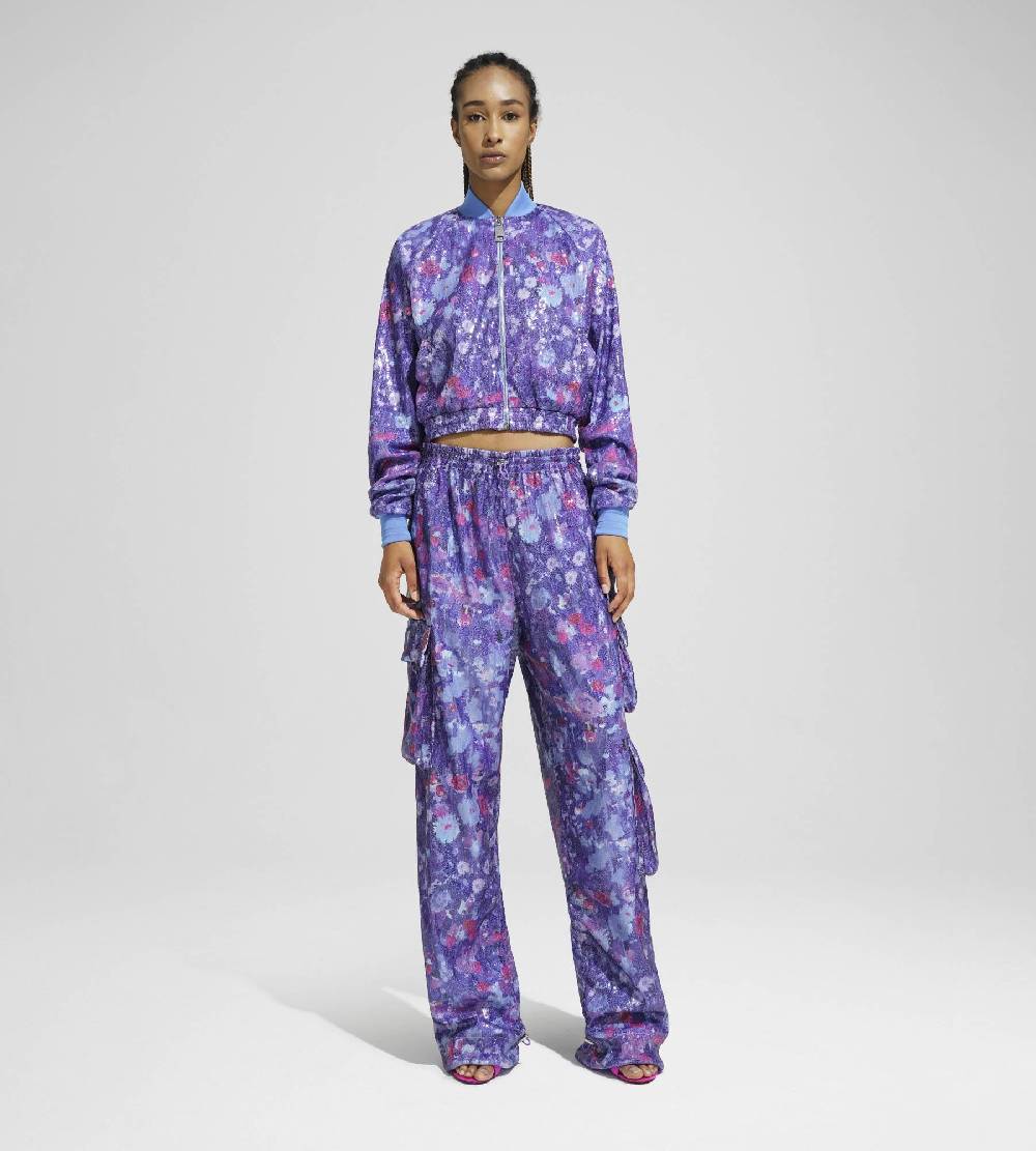 Khrisjoy PANTS MULTIPOCKET PAILLETTES FLOWERS UPSIDE DOWN GRAPE Convenienza