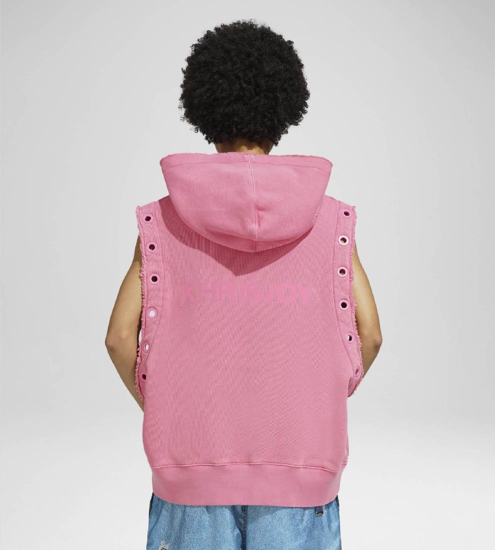 Khrisjoy HOODIE VEST EYELETS CANDY PINK Vendita Economica