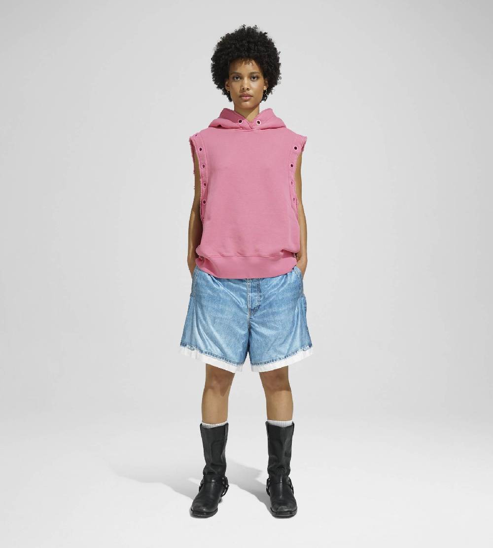 Khrisjoy HOODIE VEST EYELETS CANDY PINK Vendita Economica