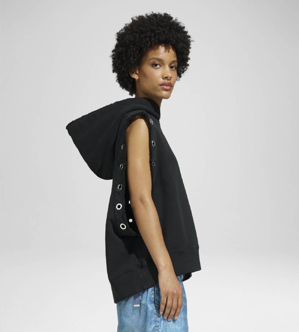 Khrisjoy HOODIE VEST EYELETS BLACK Saldi Di Fabbrica