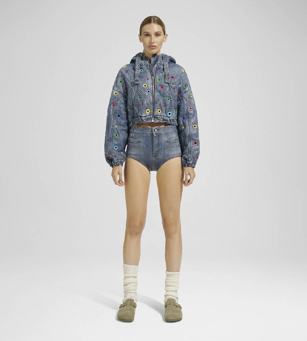 Khrisjoy KHRIS CROP DENIM EYELETS MULTICOLOR DENIM Negozio