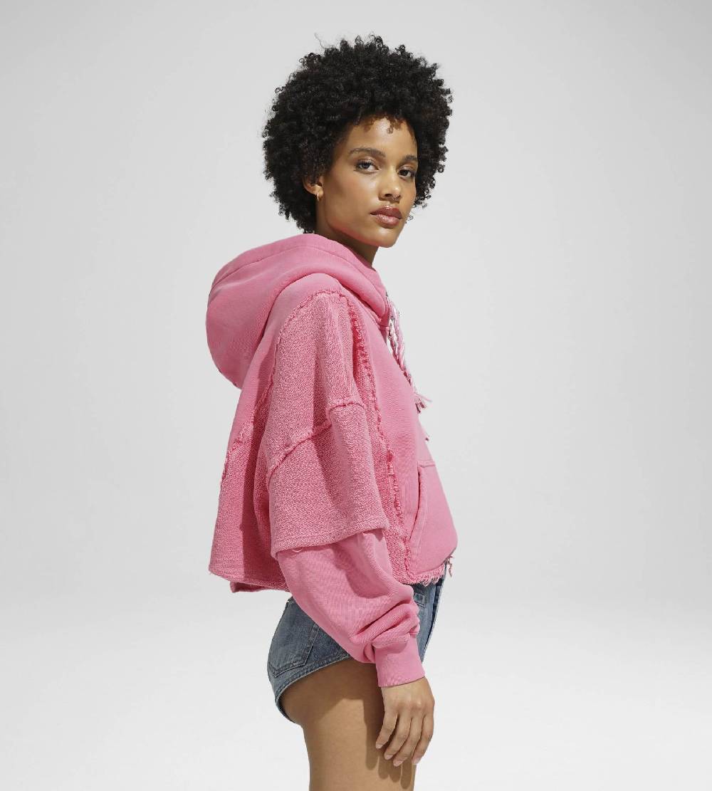 Khrisjoy HOODIE CROP DOUBLE POCKETS CANDY PINK 2025