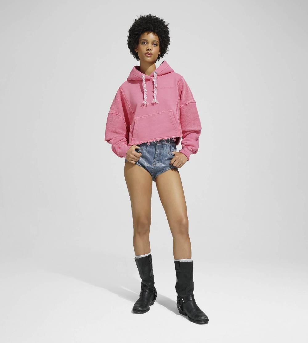 Khrisjoy HOODIE CROP DOUBLE POCKETS CANDY PINK 2025