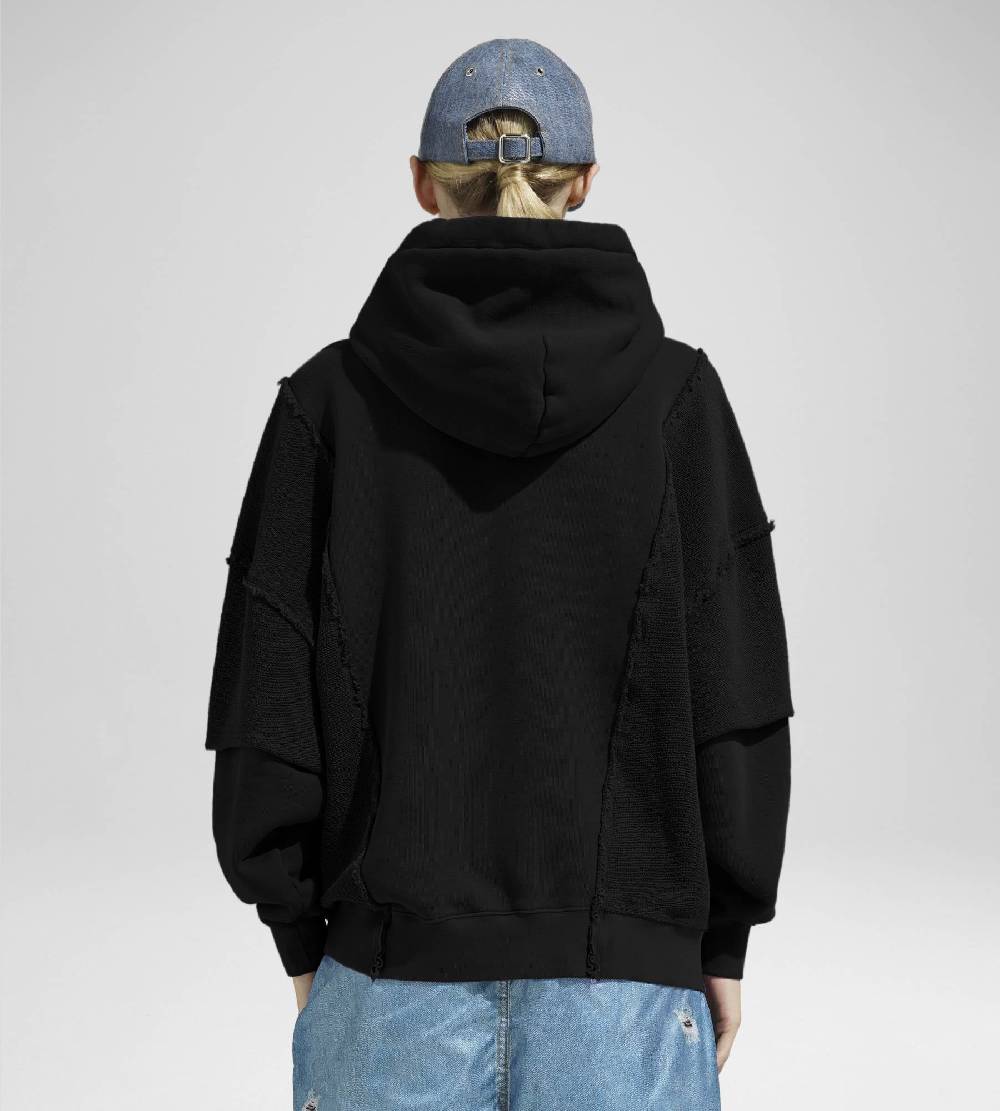 Khrisjoy HOODIE DOUBLE POCKETS BLACK Nuovo