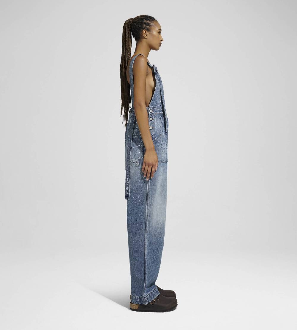 Khrisjoy SALOPETTE DENIM STRASS MEDIUM DENIM MULTICOLOR Pezzi Unici