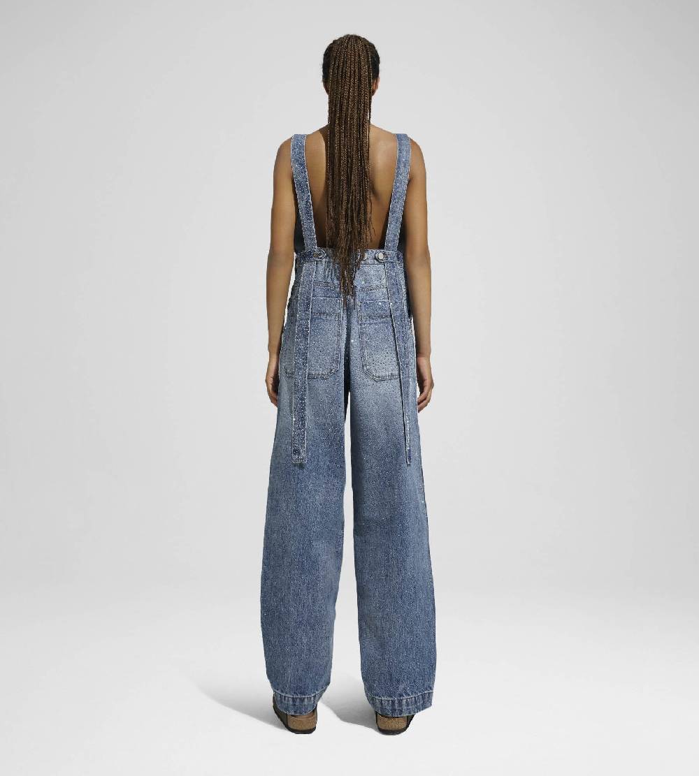 Khrisjoy SALOPETTE DENIM STRASS MEDIUM DENIM MULTICOLOR Pezzi Unici