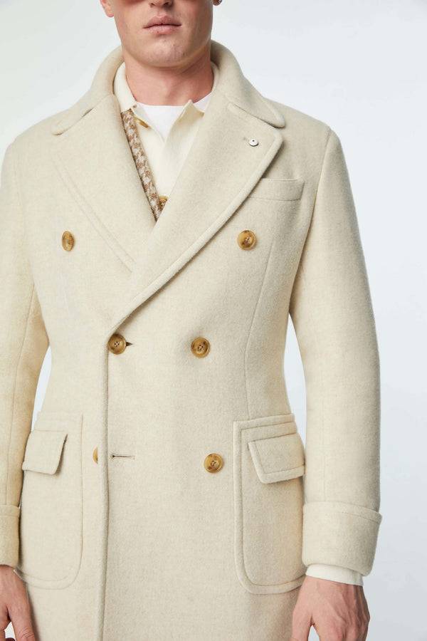 L.B.M. 1911 Cappotto doppiopetto non trattato bianco Cappotto doppiopetto non trattato bianco In Vendita