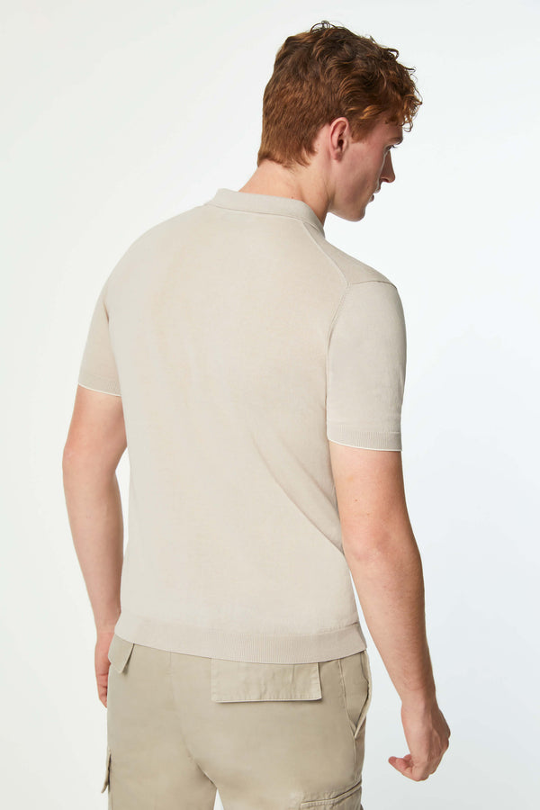 L.B.M. 1911 Polo in maglia beige con dettagli in contrasto Polo in maglia beige con dettagli in contrasto Sconto
