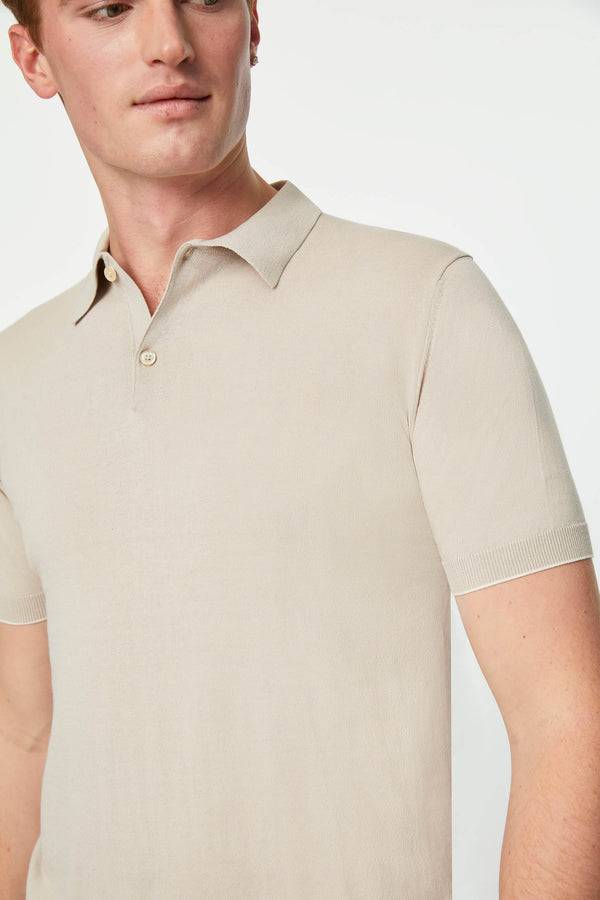 L.B.M. 1911 Polo in maglia beige con dettagli in contrasto Polo in maglia beige con dettagli in contrasto Sconto