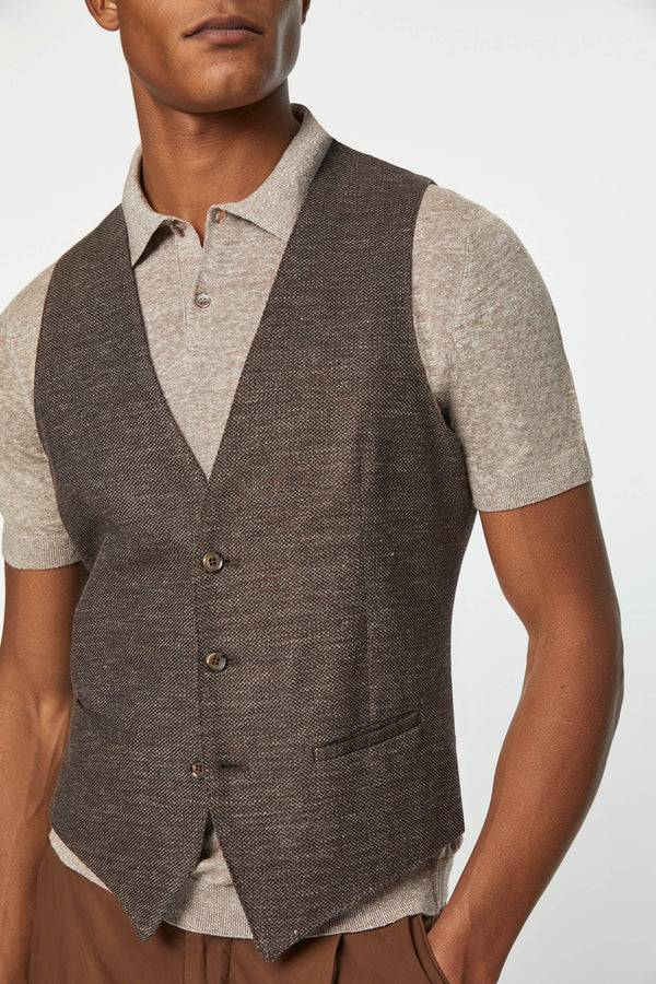 L.B.M. 1911 Gilet DEREK in Jersey marrone Gilet DEREK in Jersey marrone In Linea
