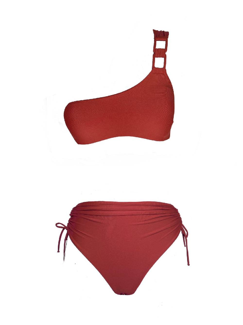 Olivia Gold Reggiseno Monospalla + Slip a vita alta drappeggiato Nuova