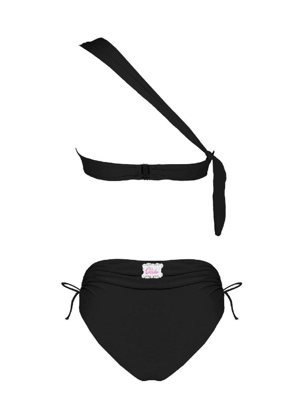 Olivia Gold Reggiseno Monospalla + Slip a vita alta drappeggiato Vendita Calda
