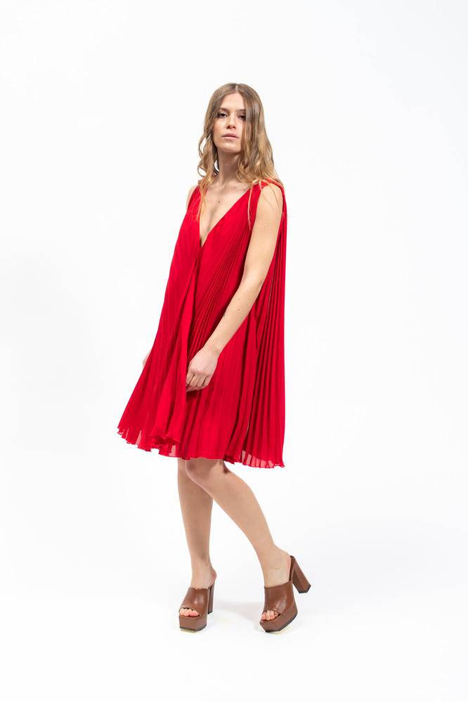 ﻿Olla Parèg ABITO PLISSE ROSSO CON SCHIENA NUDA