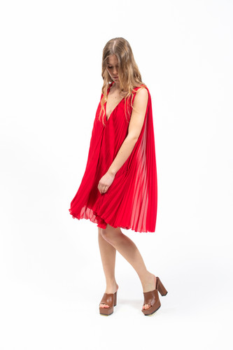 ﻿Olla Parèg ABITO PLISSE ROSSO CON SCHIENA NUDA Qualità Garantita