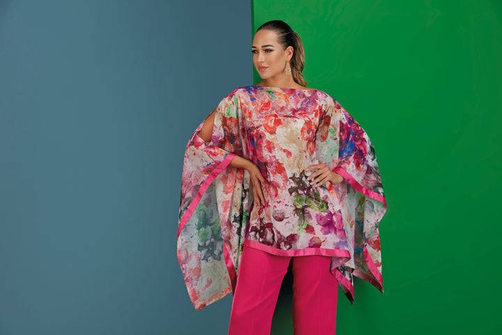 Oltre Tempo Mantella in georgette fantasia In Vendita