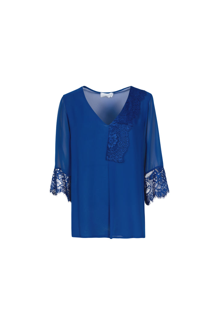 Oltre Tempo Casacca in georgette con pizzo Vendita Calda