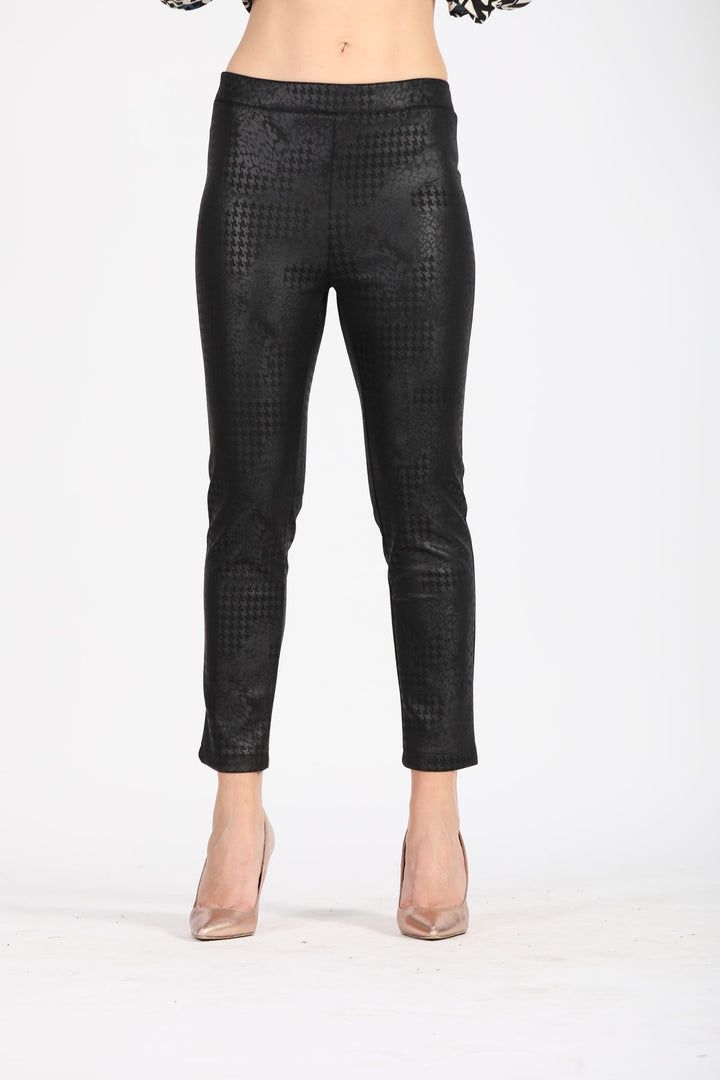 Oltre Tempo Pantalone in pelle fantasia con elastico in vita
