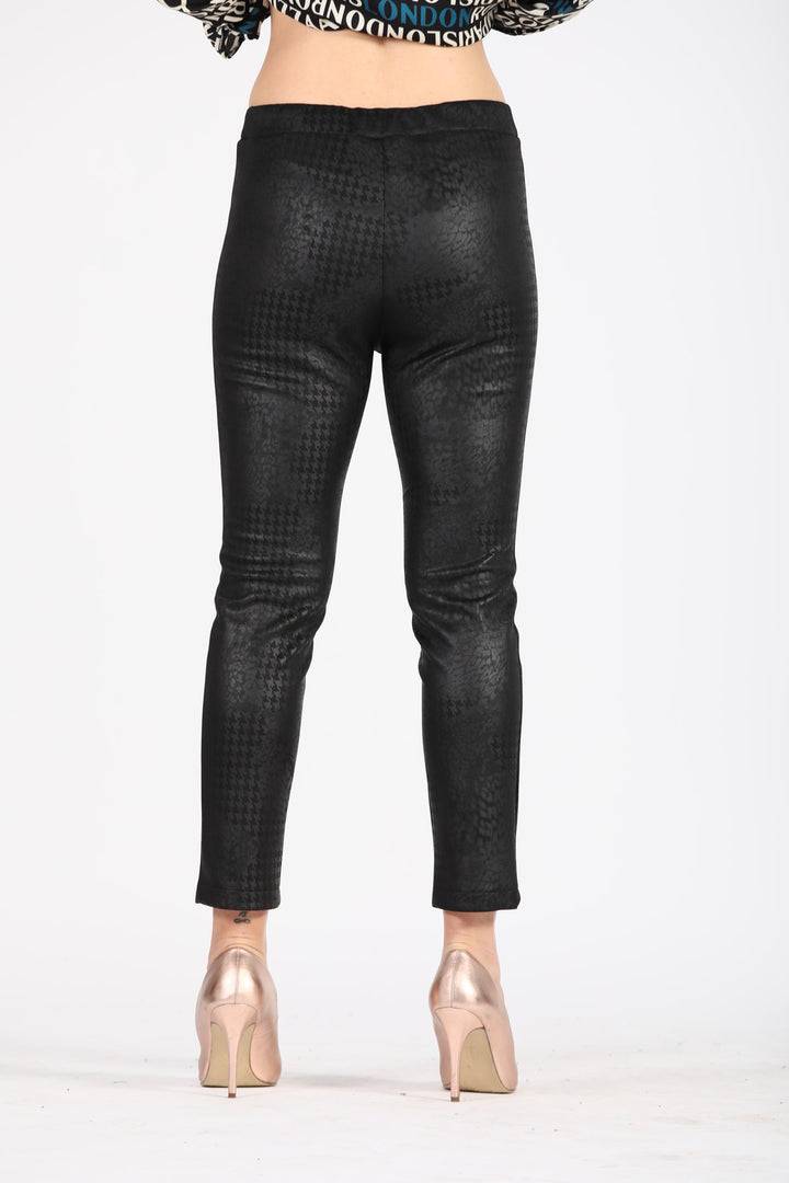 Oltre Tempo Pantalone in pelle fantasia con elastico in vita Economico