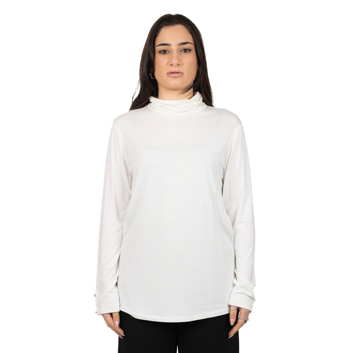 Oltre Tempo Maglia viscosa con collo anello e bottoncini su maniche Outlet