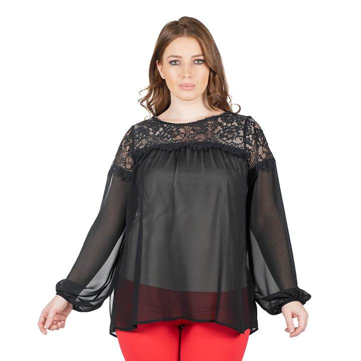 Oltre Tempo Casacca georgette chiffon con pizzo Sconto