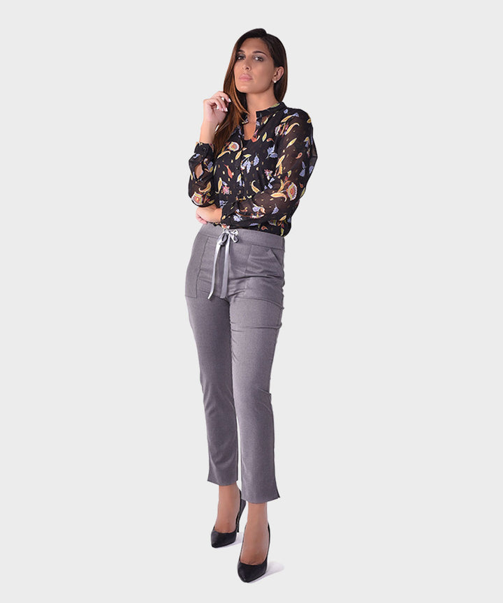 Oltre Tempo Pantalone con occhielli strass e laccio raso
