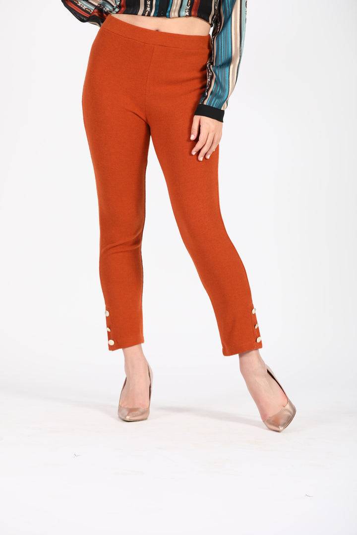 Oltre Tempo Pantalone capri mano lana con bottoncini al fondo Saldi Di Fabbrica