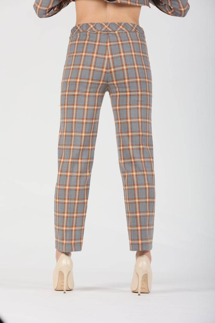 Oltre Tempo Pantalone tartan in viscosa Moda