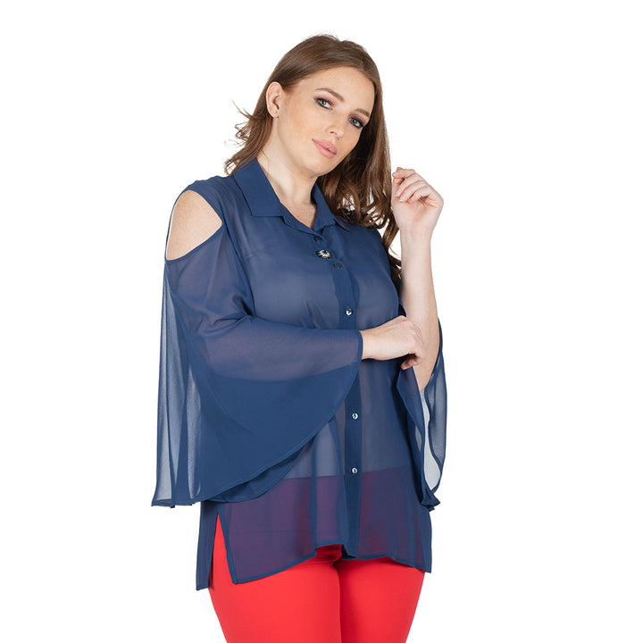 Oltre Tempo Camicia in georgette chiffon con maniche ampie Soddisfazione Garantita