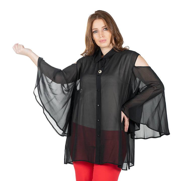 Oltre Tempo Camicia in georgette chiffon con maniche ampie Soddisfazione Garantita