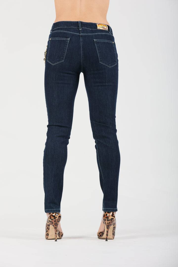 Oltre Tempo Jeans cinque tasche con applicazione Shopping Online