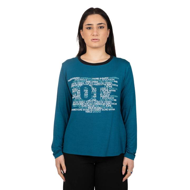 Oltre Tempo Maglia in viscosa con scritte Outlet