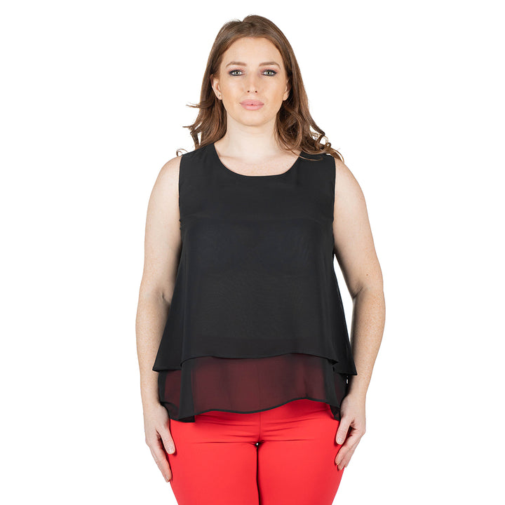 Oltre Tempo Top georgette chiffon con balza In Vendita