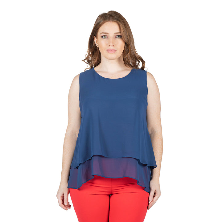 Oltre Tempo Top georgette chiffon con balza In Vendita