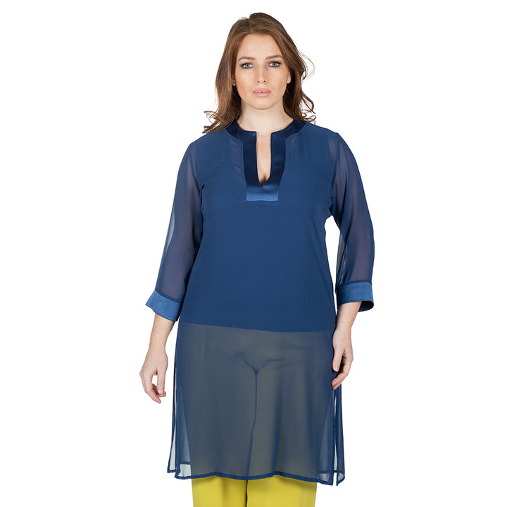 Oltre Tempo Kaftano in georgette chiffon con spacchi ai lati Spedizione Gratuita