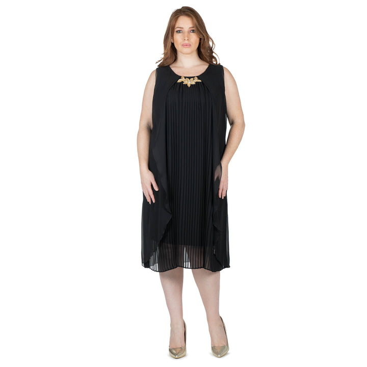 Oltre Tempo Vestito midi in georgette plissè con applicazione Online