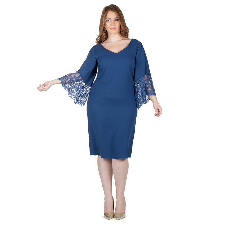 Oltre Tempo Vestito midi con maniche in pizzo In Vendita