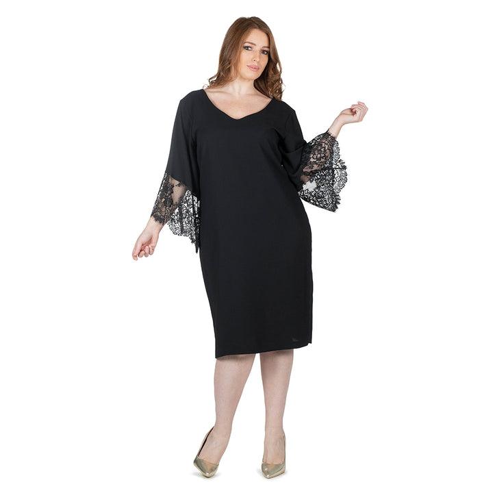 Oltre Tempo Vestito midi con maniche in pizzo In Vendita