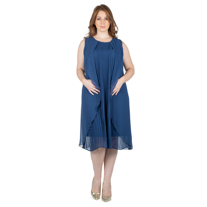 Oltre Tempo Vestito midi in georgette chiffon plissè