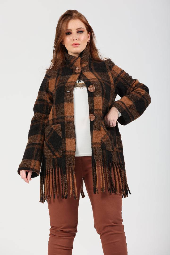 Oltre Tempo Cappotto corto in lana a quadri Negozi Online
