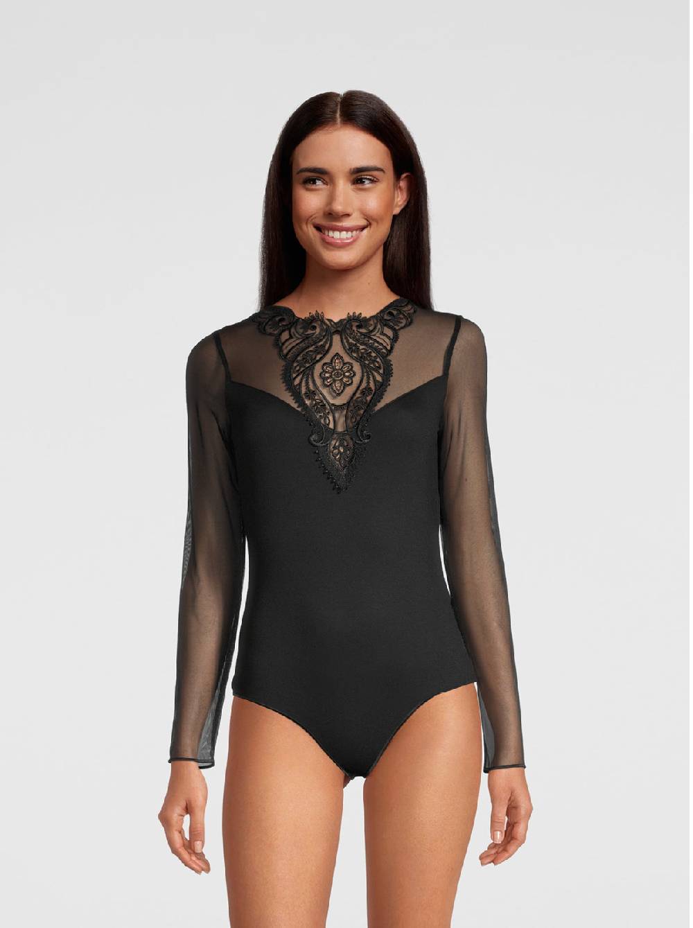 Oscalito Body maniche lunghe con inserto macramè 1388 Acquista Ora