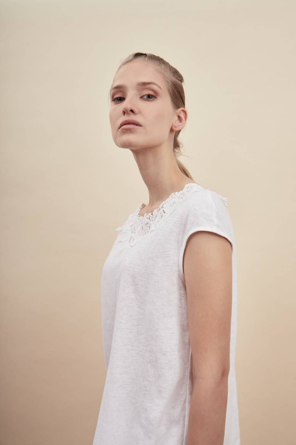 Oscalito T-shirt Donna 70% COTONE , 30% LINO 4884 Prezzo Ridotto