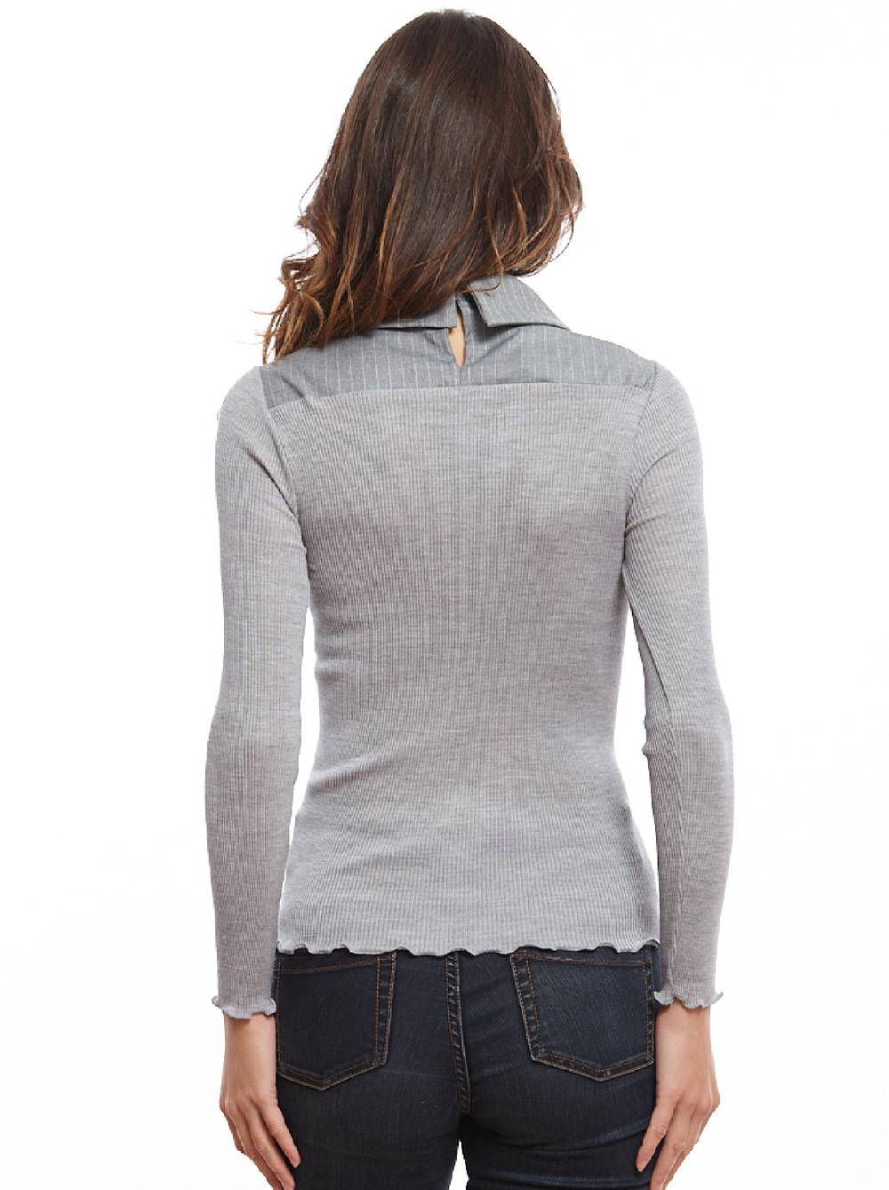 Oscalito Camicia a maniche lunghe in lana e seta 8282 Vendita