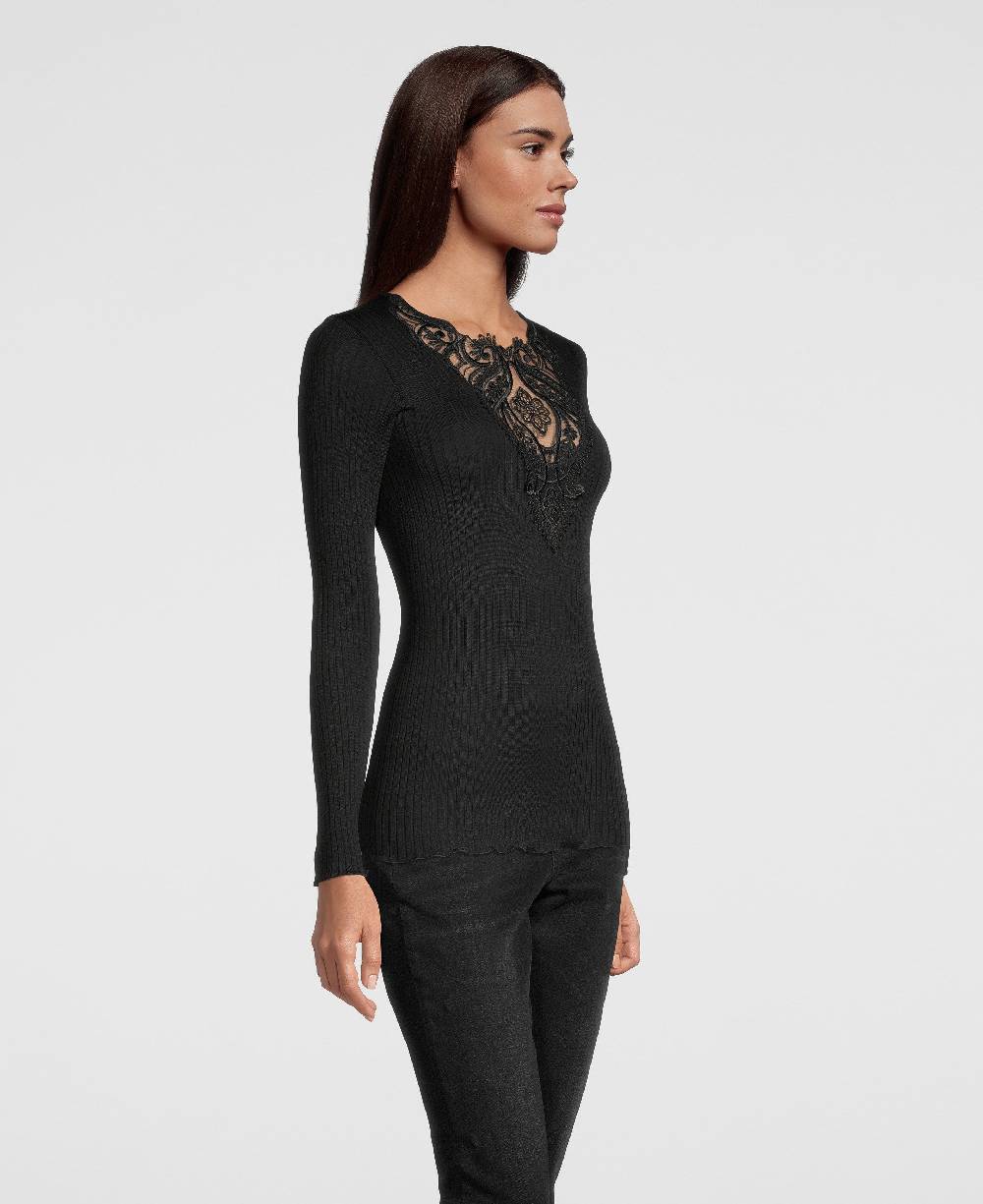 Oscalito Camicia a maniche lunghe con scollo a V ricamato 6440 Sottocosto